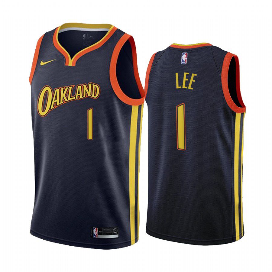 Men Golden State Warriors #1 damion lee navy city edition oakland 2020 nba jersey->golden state warriors->NBA Jersey